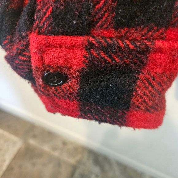 Men's Vintage Woolrich Flannel Shirt Jacket Red Black Buffalo Plaid Size Large - Picture 6 of 13